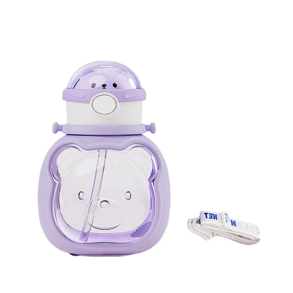 High-Grade Maxbell Outdoor Sports Water Kettle Bear Astronaut Straw Cup for Picnic Sports Violet Unique