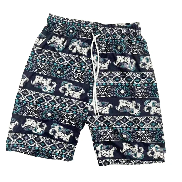 Soft Maxbell Summer Beach Shorts for Women Men Boho Clothes Thailand Elephant Short Pants Green Fine Crafted
