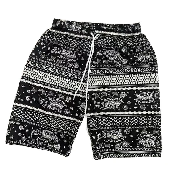 Recyclable Maxbell Summer Beach Shorts for Women Men Boho Clothes Thailand Elephant Short Pants Fish Scale Pattern Official