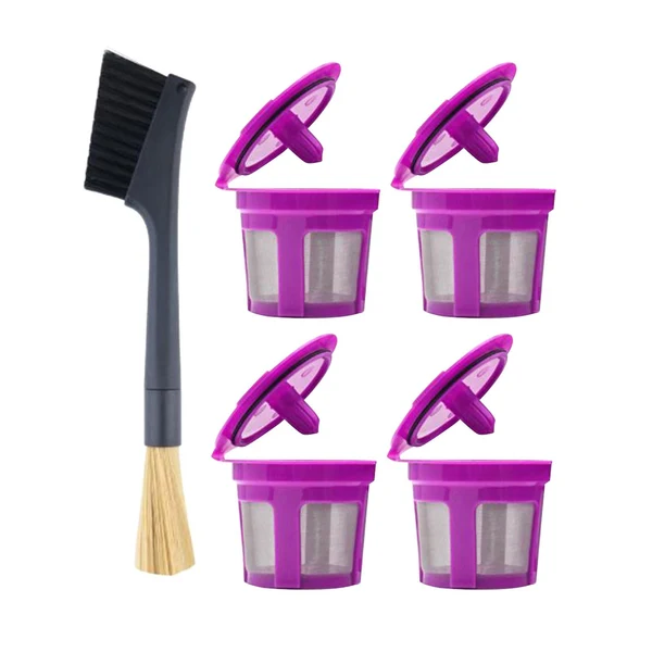 Practical Maxbell 4x Reusable Coffee Filter Coffee Pod Capsules for Office Coffee Machine Home violet Excellent