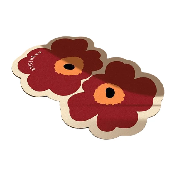 Refined Maxbell Doormat Double Flowers Shape Entrance Rugs Door Mat for Kitchen Front Door Red 30cmx40cm Convenient