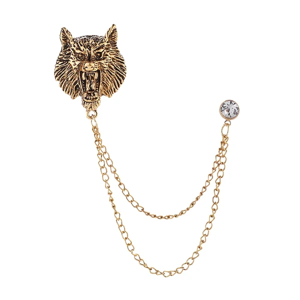Expertly Made Maxbell Retro Lion Brooch Jewelry Chain Tassel Brooch for Tuxedo Women Men Aureate Traditional