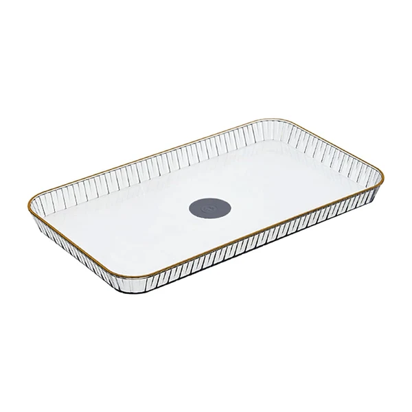 Verified Maxbell Rectangle Serving Tray Storage Makeup Fruit Plate for Dessert Fruit Veggies Transparent Fine Crafted