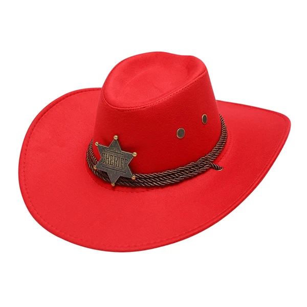 Eco-Friendly Maxbell Cowboy Hat Wide Brim Stylish Sun Hat for Stage Performance Fishing Festivals Red Advanced