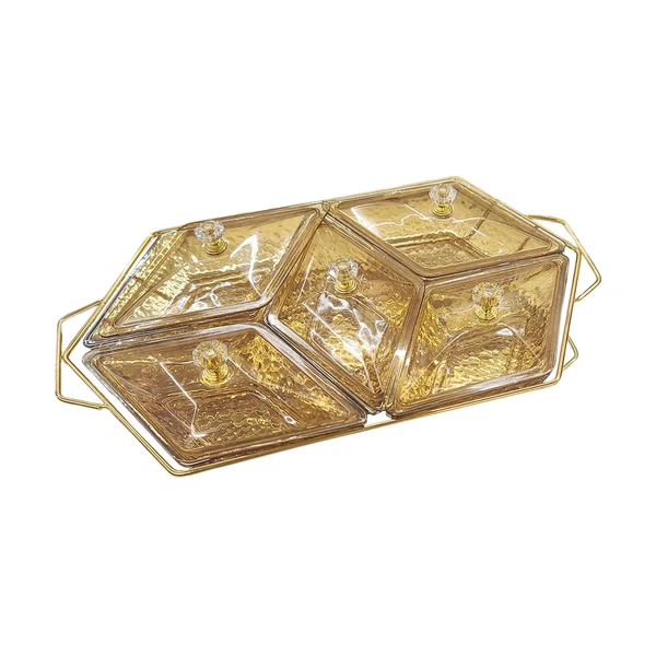 Contemporary Maxbell Glass Snack Platter Simple Serving Plates for Party Entertaining Living Room 5 Compartments Next-Generation