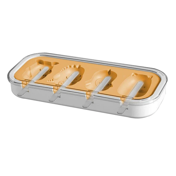 Enhanced Maxbell Popsicle Mould Cartoon Easy to Clean with Reusable ice rods Ice Cube Maker Yellow High-Quality