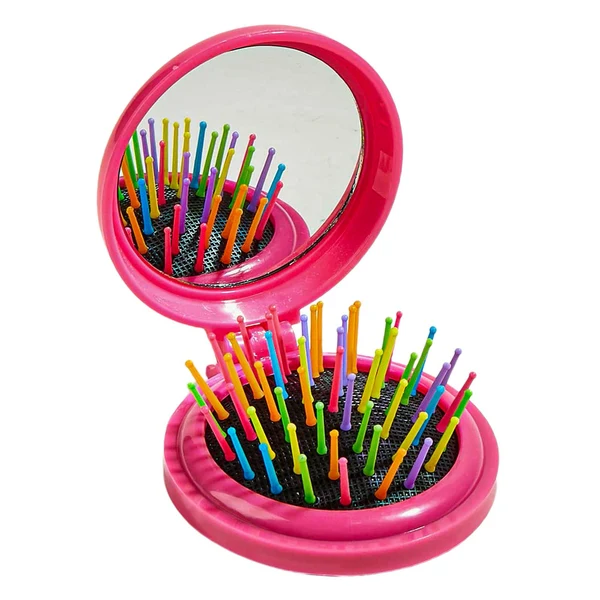 Traditional Maxbell Comb with Mirror Round Small Mirror Comb Round Travel Hair Brush with Mirror Pink Exclusive