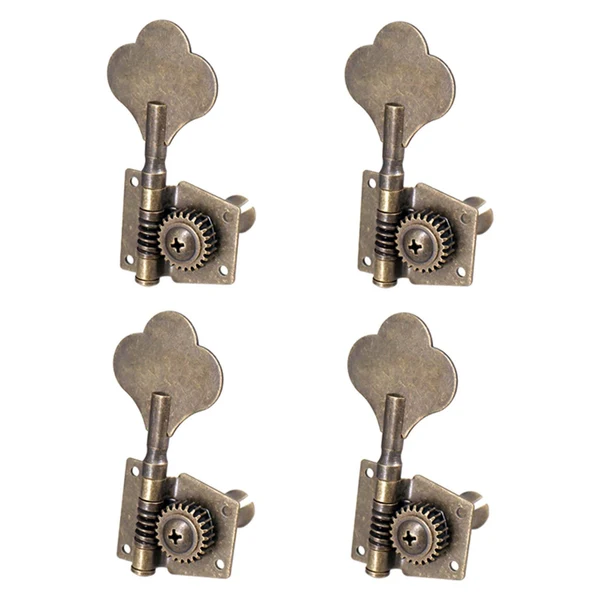 Carefully Designed Maxbell 4 Pieces Opened Electric Bass Tuning Pegs for Ukulele Electric Guitar 4R Bronze Reliable