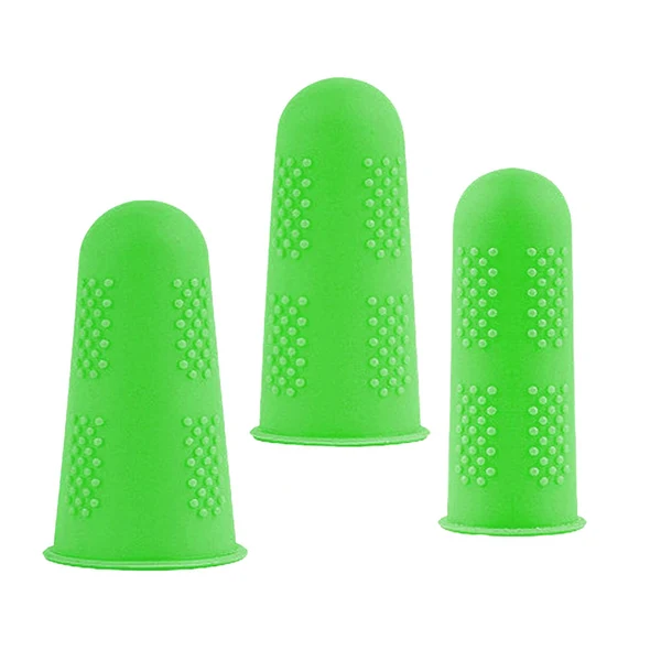 Elegant Maxbell 3x Finger Thumb Cots Non Slip Gloves Finger Sleeves Fingertip Cover Silicone green High-End
