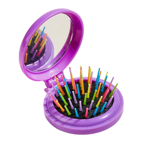 Healthy Maxbell Comb with Mirror Round Small Mirror Comb Round Travel Hair Brush with Mirror Violet Consistent