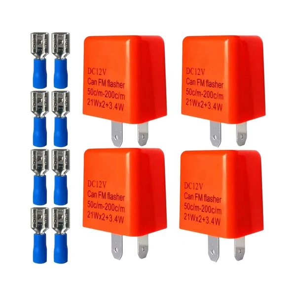 Top-Quality Maxbell 4Pcs 2 Pin 12V LED Flashing Relay Flasher Relay Waterproof Durable Universal First-Class