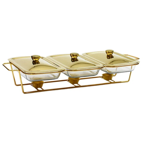 Specialty Maxbell Food Warmers Trays 3 Grid Buffet Food Warmer Pot for Hotel Wedding 1.5L Dependable