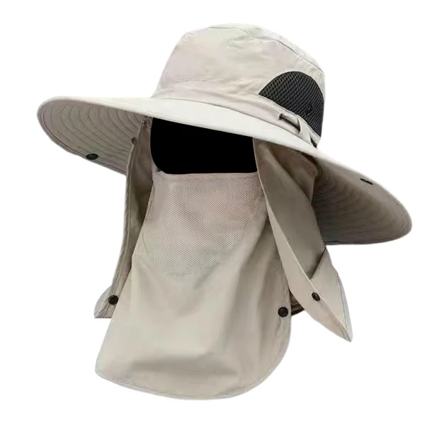 Flexible Maxbell Sun Cap with Detachable Neck Flap Cover Beach Backpacking Unisex Fishing Hat Beige Selected