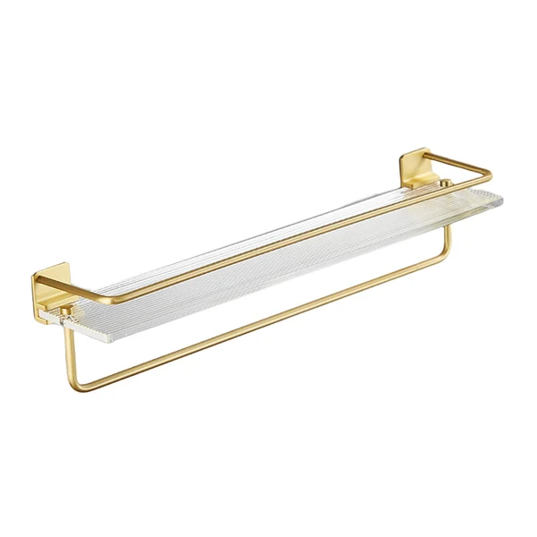 Stylish Maxbell Floating Shelf with Towel Rack Luxury Acrylic Shelf for Living Room Bathroom 50cm Consistent