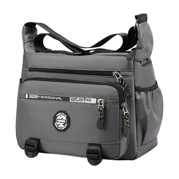 Detailed Maxbell Men Shoulder Bag Crossbody Bag Shopping Bag Travel Purse Lightweight Handbag Gray Practical
