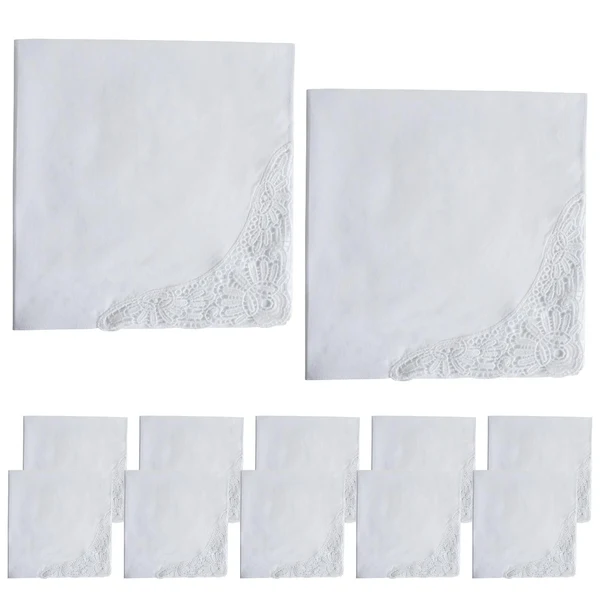 Easy-to-Use Maxbell 12Pcs Wedding Hankies Bandanas White Handkerchief for Grooms Party Weddings style B Secure