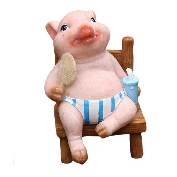 Professional Maxbell Maxbell Resin Pig Figurine Pig Sculpture Pig Statue Creative Pig Crafts Home Outside Fan 6cmx7cmx10cm Healthy
