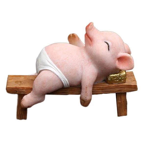 Professional Maxbell Resin Pig Figurine Pig Sculpture Pig Statue Creative Pig Crafts Home Outside Sleep 11cmx5cmx8cm Authentic