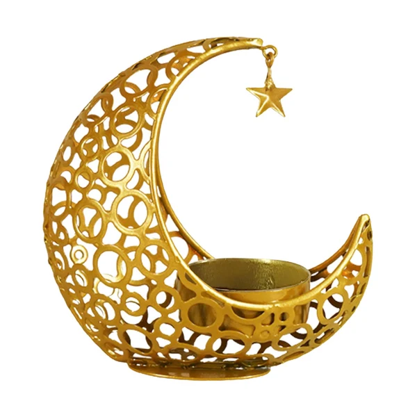 Carefully Designed Maxbell Metal Candlestick Eid Mubarak Mantel Party Livingroom Tealight Candle Holder Aureate Fashionable