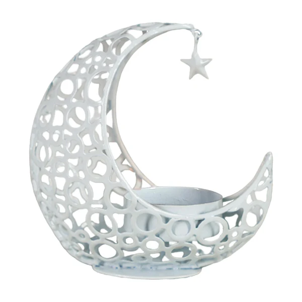 Dependable Maxbell Metal Candlestick Eid Mubarak Mantel Party Livingroom Tealight Candle Holder White Refined