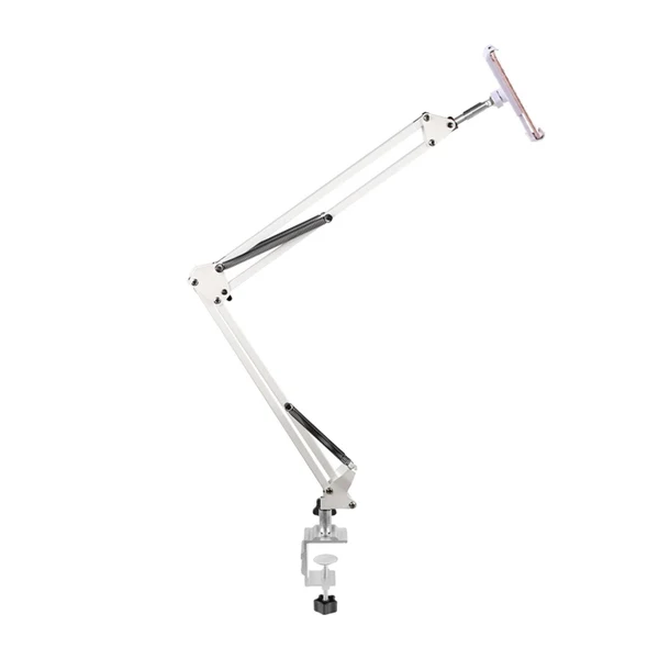 Practical Maxbell Phone Tablet Holder Mount Adjustable Universal Hands Long Arm Clip on 130cm for Bed White Solid