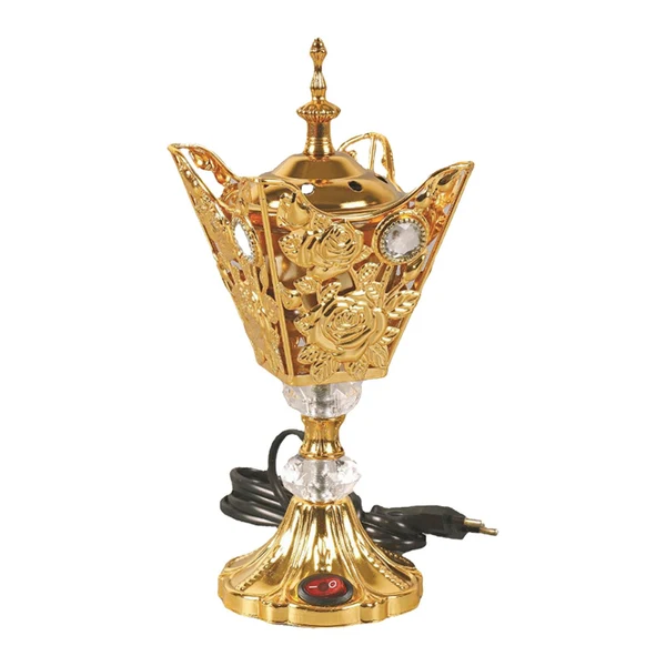 Secure Maxbell Electric Incense Burner Ornament Censer Middle East for Home Bedroom Office Aureate Consistent