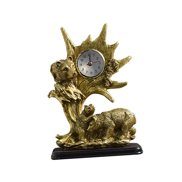 Functional Table Clock Statue Collection Figurine Table Clock for Bedroom Birthday Desk Bear Efficient