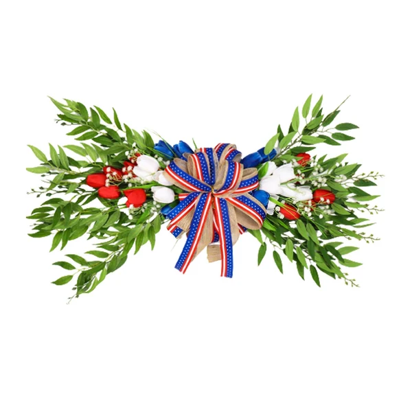 Fashionable Maxbell Independence Day Swag Tulips Flower Swags Decorating for Stairs Outdoor Wall Luxury