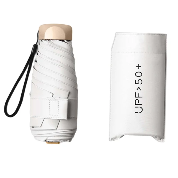 Fine Maxbell Mini Sun Protection Umbrella with Case for Men and Women Sturdy Car Umbrella White Recyclable