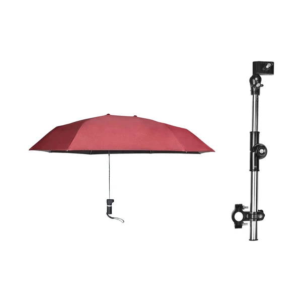 Elegant Maxbell Beach Chair Umbrella with Universal Clamp Stroller Umbrella Clip on Umbrella Red Single Layer Enhanced