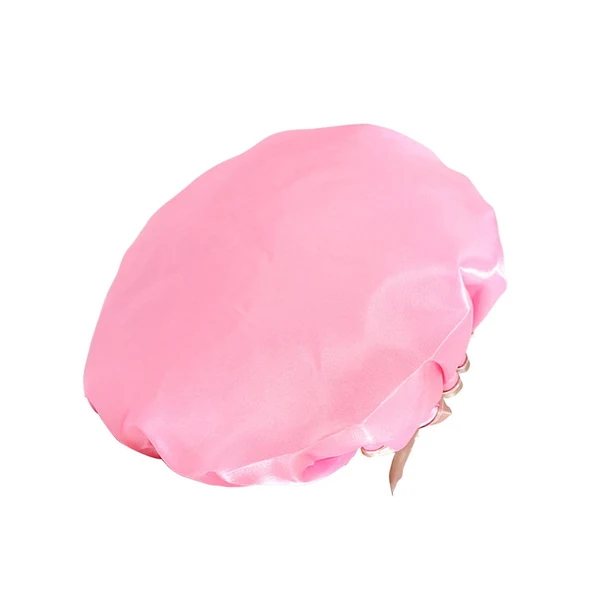 Elite Maxbell Shower Cap Reusable Waterproof Layer Bathing Hair Cap for Salon Girls Ladies Light Pink Next-Generation