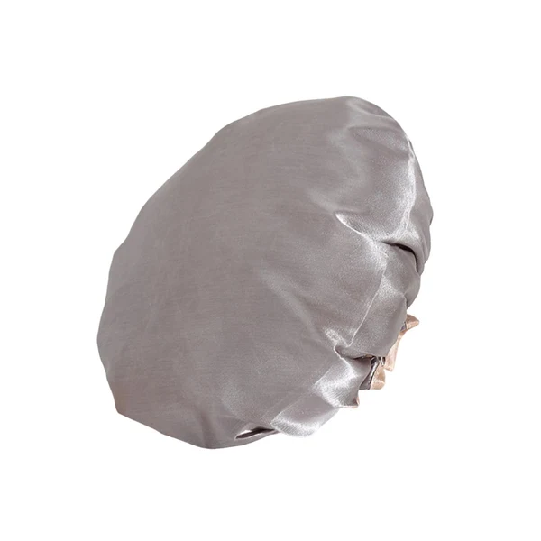 Verified Maxbell Shower Cap Reusable Waterproof Layer Bathing Hair Cap for Salon Girls Ladies Gray Environmentally Friendly