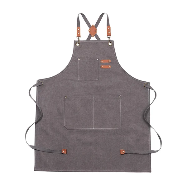 Quality Maxbell Canvas Apron with Pockets Cross Back Bib Apron for Painting Work Shop Baking Gray Efficient
