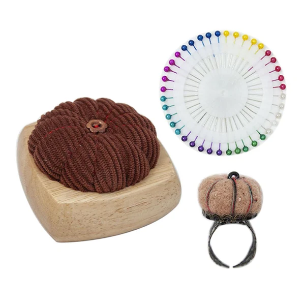 Maxbell Pincushion Kit Durable Pumpkin Shaped for Quilting Embroidery Craft Projects Brown Proven