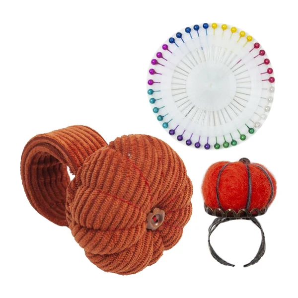Minimalist Maxbell Wrist Pincushion Kit Pumpkin Shaped for Needlework Embroidery Craft Projects Orange Secure