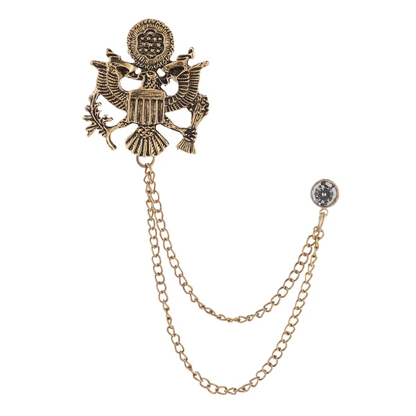 Next-Generation Maxbell Men Tassel Chain Brooch Suit Pin Men Suit Decor for Gift Holiday Celebration Antique Aureate Traditional