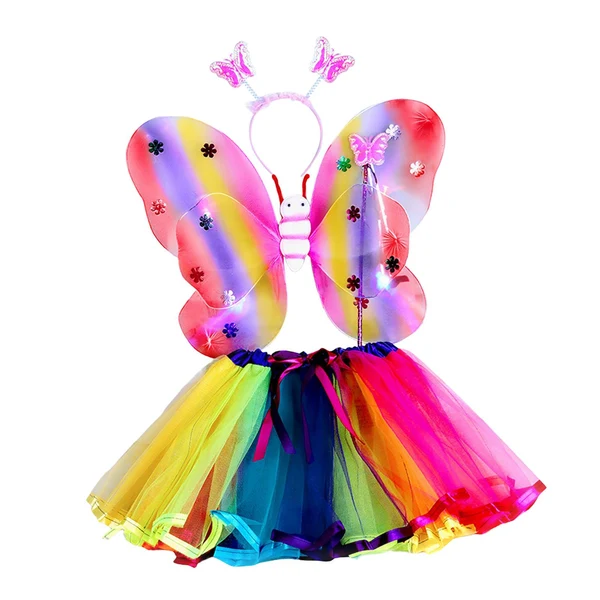 Eco-Friendly Maxbell Girls Fairy Costume Light up Butterfly Wing Tutu for Carnival Birthday Party Colorful Quality