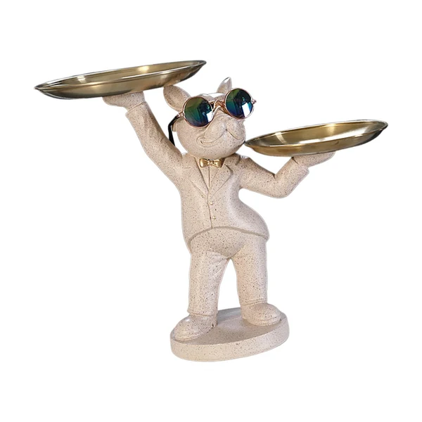 Premium Maxbell Dog Desk Storage Tray Candy Holder Resin Animal Sculpture Sundries Container Beige Practical
