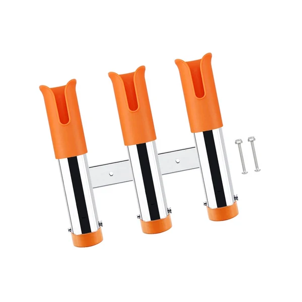 World-Class Maxbell 3 Line Fishing Rod Holder Pole Rest Fishing Pole Rack for Boats Garage Yacht Orange Minimalist