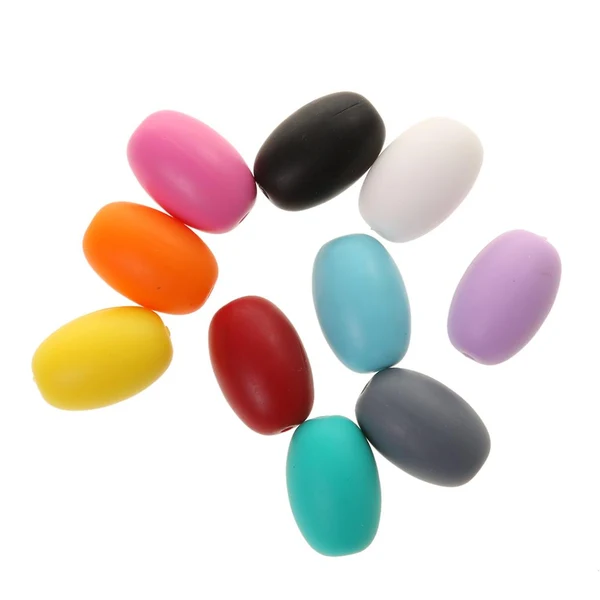Convenient Maxbell Silicone Teething Beads Breastfeeding Nursing Necklace Sensory Tool Oval 20 14mm- Multicolor Original Design