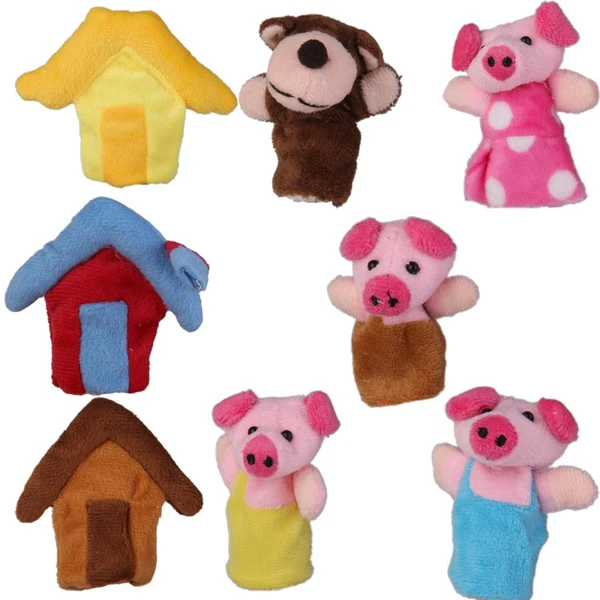 Comfortable Maxbell 8pcs set the three Little Pigs Finger Puppets Nursery Rhyme Fairy Tale Original Design