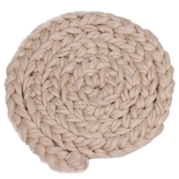 Clean Maxbell Newborn Baby Roving Braid Wool Spinning Fiber Rugs Photography Props Beige Crafted