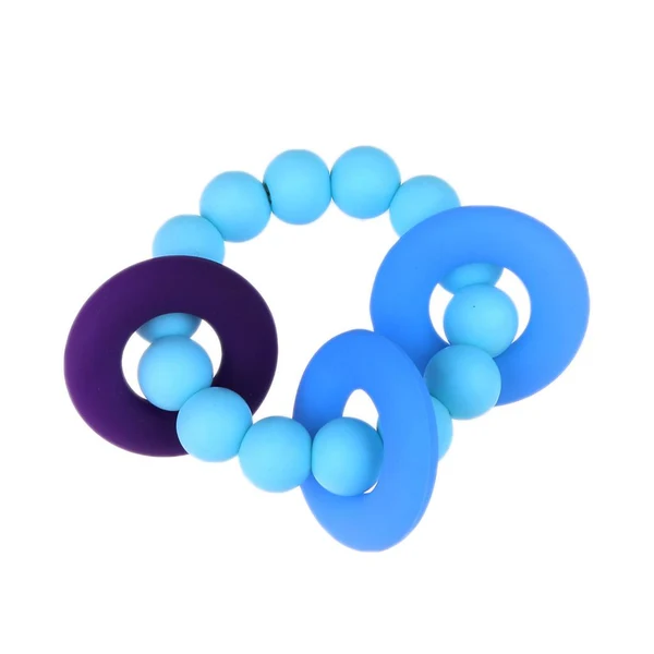 Sustainable Maxbell Silicone Teething Beads Bracelet Teether Mum Baby Nursing Jewellery Sky Blue Minimalist