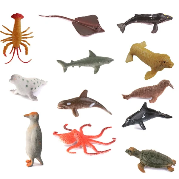 Certified Maxbell Plastic PVC Marine Animals Model Kids Toy 12pcs Multi-color Exclusive