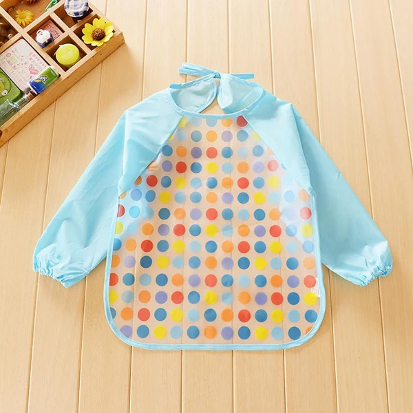 Contemporary Maxbell Kids Baby Waterproof Soft Blue Polka Dot Overclothes Feeding Apron Traditional