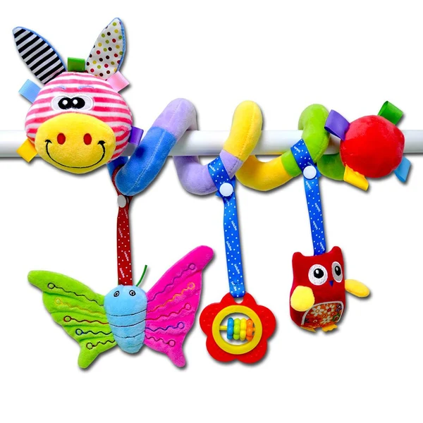 Refined Maxbell Cute Spiral Activity Stroller Car Seat Cot Lathe Hanging Bell Baby Play Travel Toys Newborn Baby Rattles Infant Soft Plush Toys Yellow Mouth Deer Solid