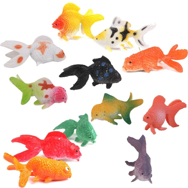 Effective Maxbell Plastic Artificial Goldfish Animals Toy Model 12pcs Colorful Environmentally Friendly