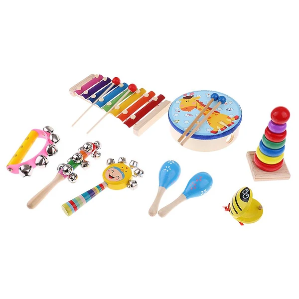 Clean Maxbell 9Pcs Orff World Educational Wooden Musical Instrument Percussion Drums Bell Children's Toys Gift Artisan