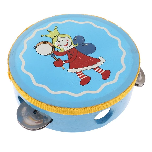Secure Maxbell 5 Pieces Blue Wooden Cartoon Tambourine Musical Instruments Toys Gift for Kids Baby Toddl Relaxed