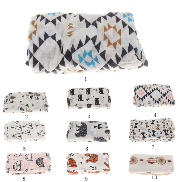 Excellent Maxbell Cotton Muslin Receiving Blanket Swaddle Bedding Cover for Baby Black Pattern Lightweight
